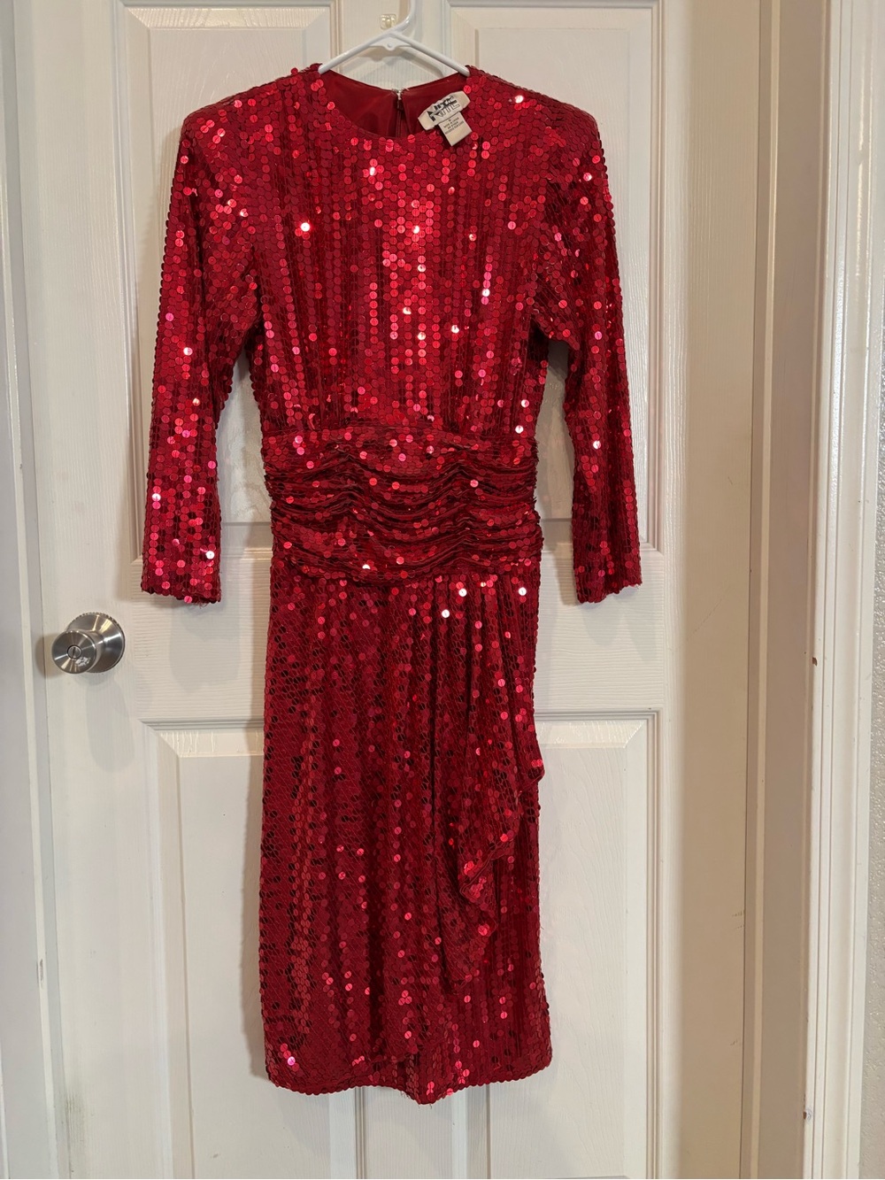 Vintage - circa 1989/1990 Nite Line (NiteLine)  Red Sequin Midi Dress